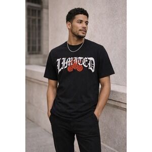 RGSTR Limited Edition Rose Graphic T-Shirt Small Black Gothic Streetwear Mens‎